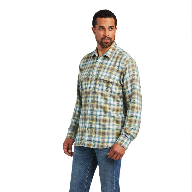 Ariat Hemden Herren - Harwell Retro Fit Grün/Blau ( UMDKV-7140 )
